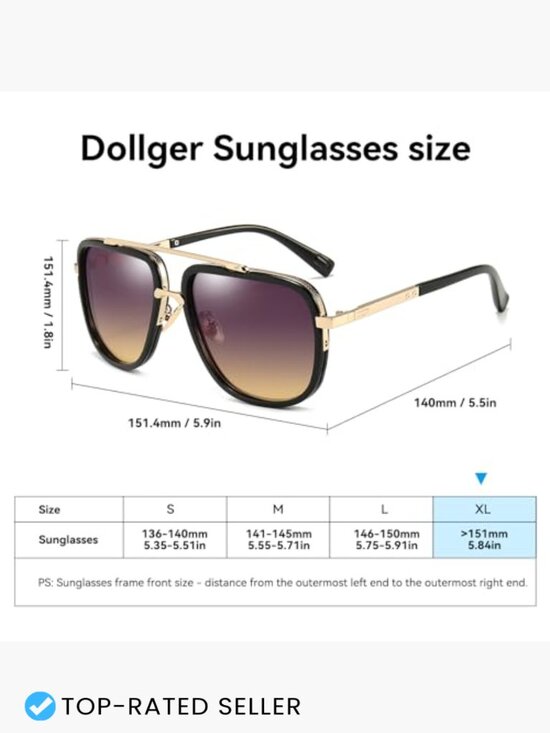Oversized Square Aviator Sunglasses Retro Pilot Shades Gold Frame Classic UV main image 7